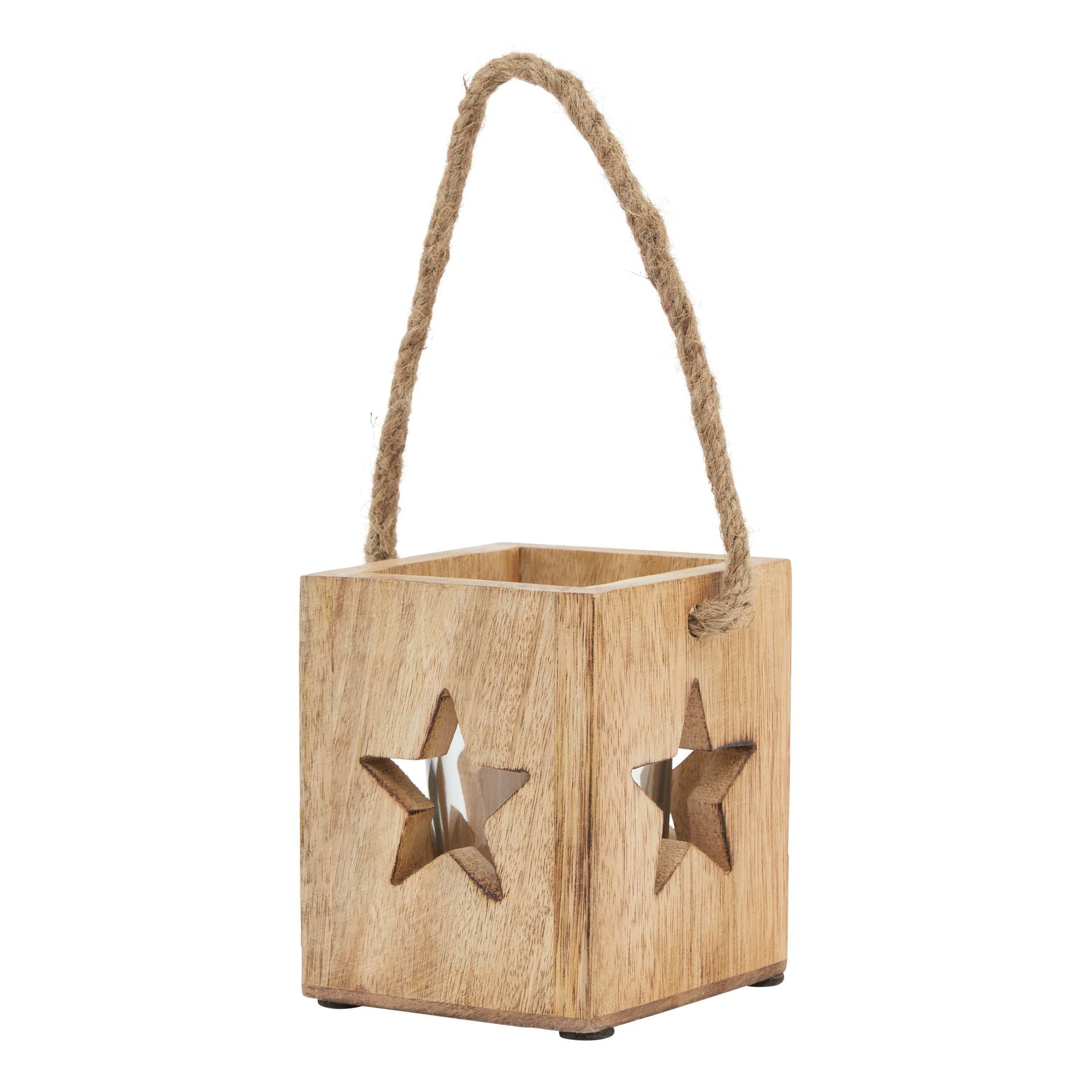 Natural Wooden Small Star Tealight Candle Holder — main product view