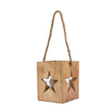 Natural Wooden Large Star Tealight Candle Holder — main product view