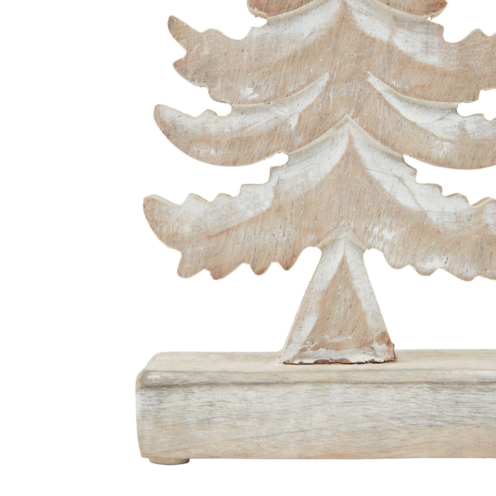 White Wash Collection Wooden Tiered Tree Decoration, detail close-up