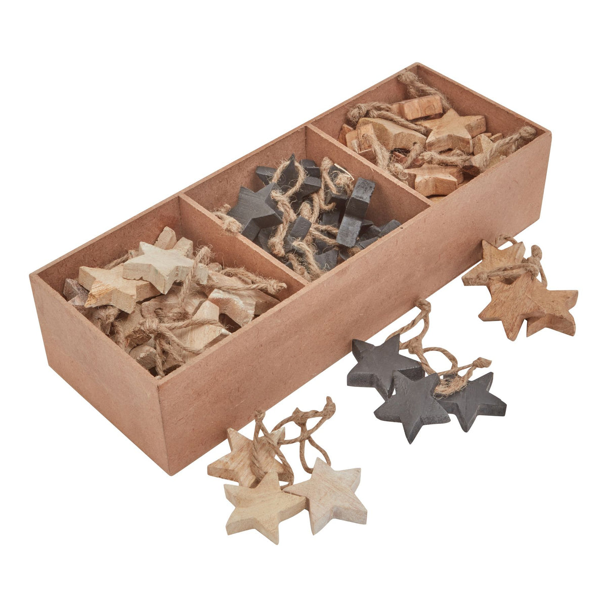 Pack Of 90 Wooden Star Hanging Decorations, main product view