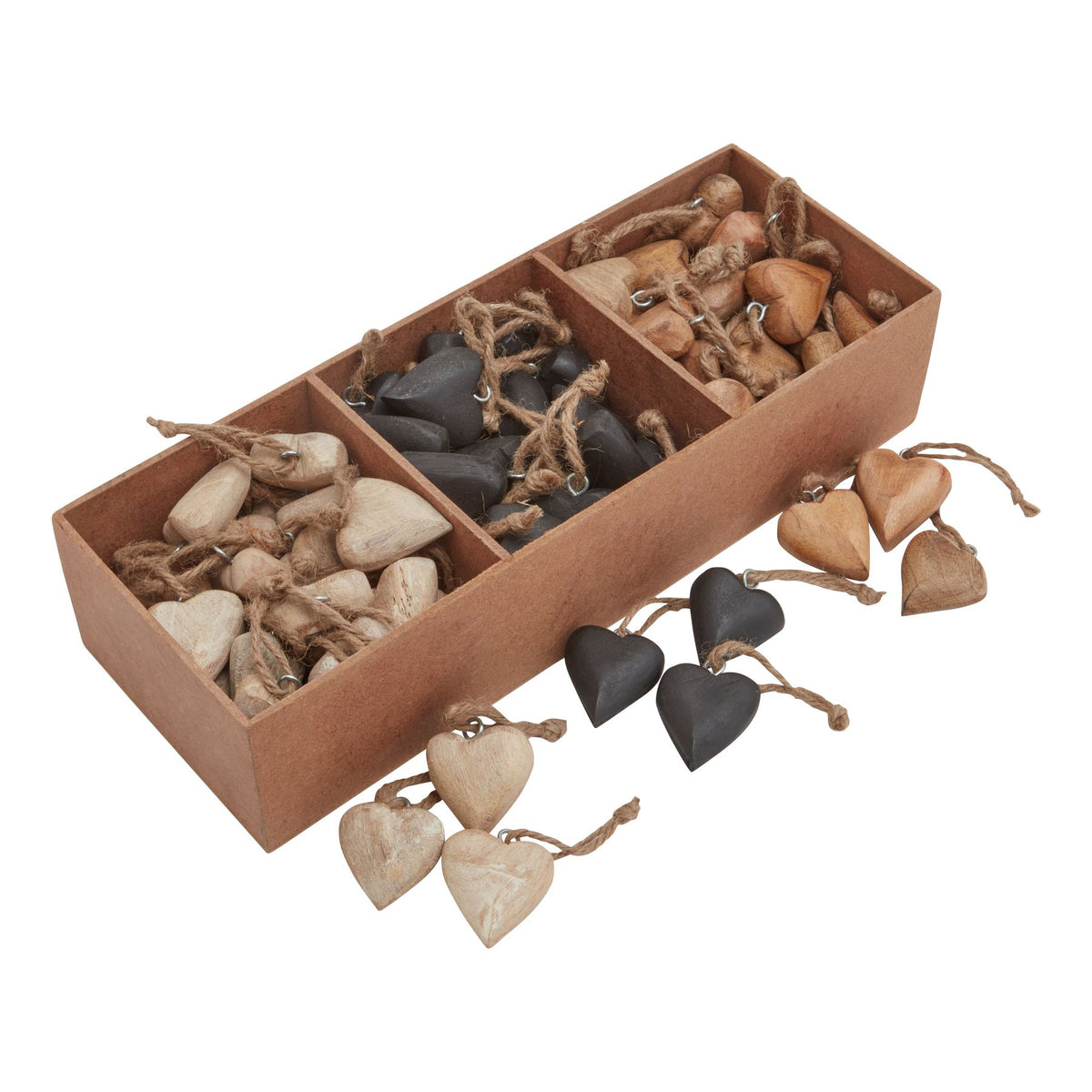 Pack Of 90 Wooden Heart Hanging Decorations, main product view