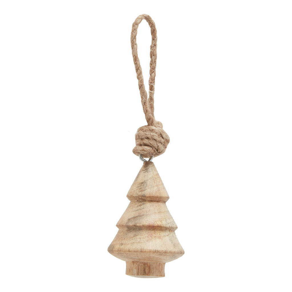 Natural Hand Turned Wooden Tree Bauble, main product view