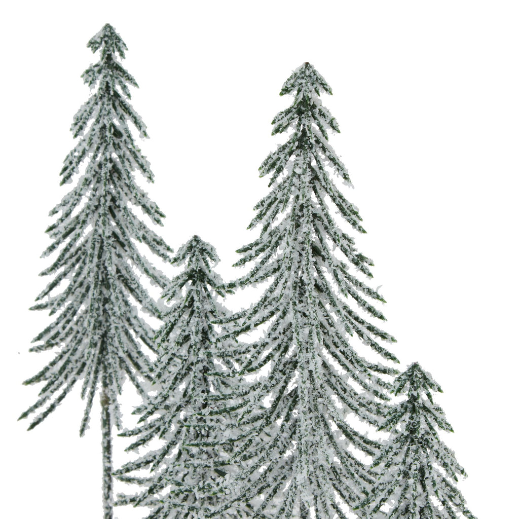 Artificial Small Snowy Spindle Tree Quad in Wood Log, alternative angle