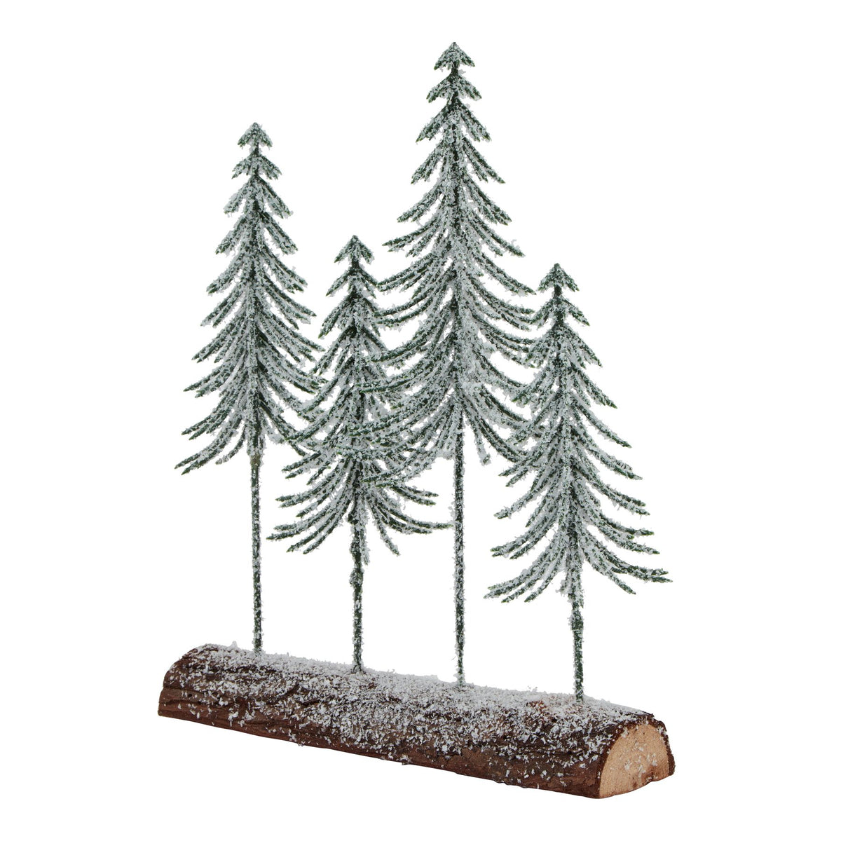 Artificial Small Snowy Spindle Tree Quad in Wood Log, main product view