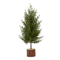 Artificial Small Green Fir Tree in Wood Log, main product view