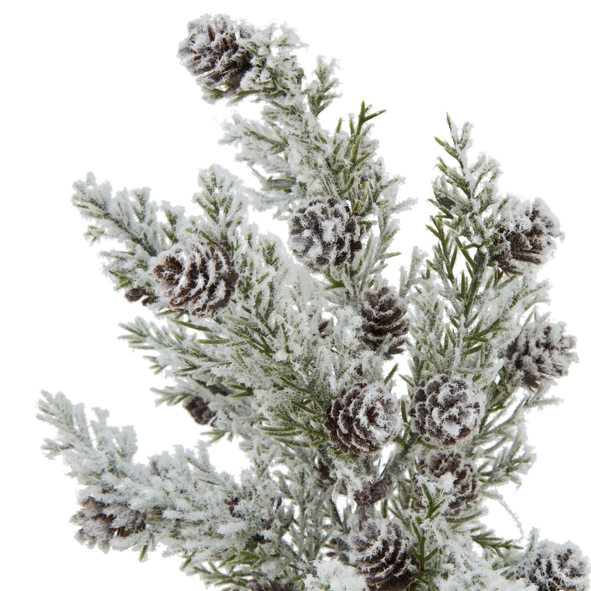 Artificial Small Snowy Fir Tree with Pinecones in Wood Log, alternative angle