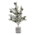 Artificial Small Snowy Fir Tree with Pinecones in Wood Log, main product view
