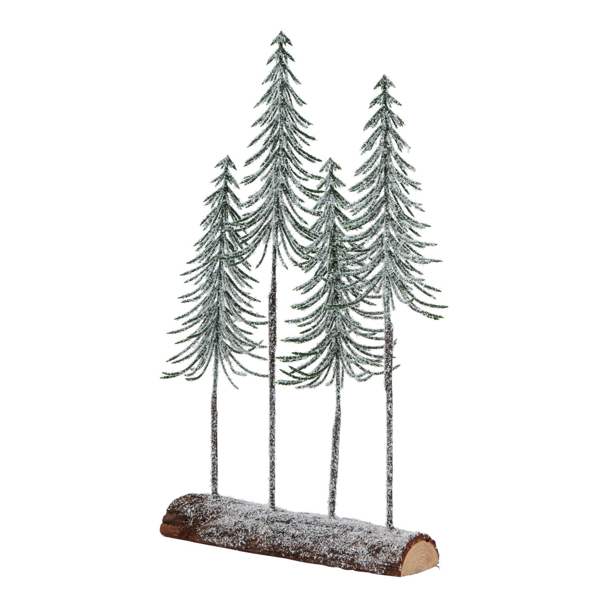 Artificial Medium Snowy Spindle Tree Quad in Wood Log, main product view