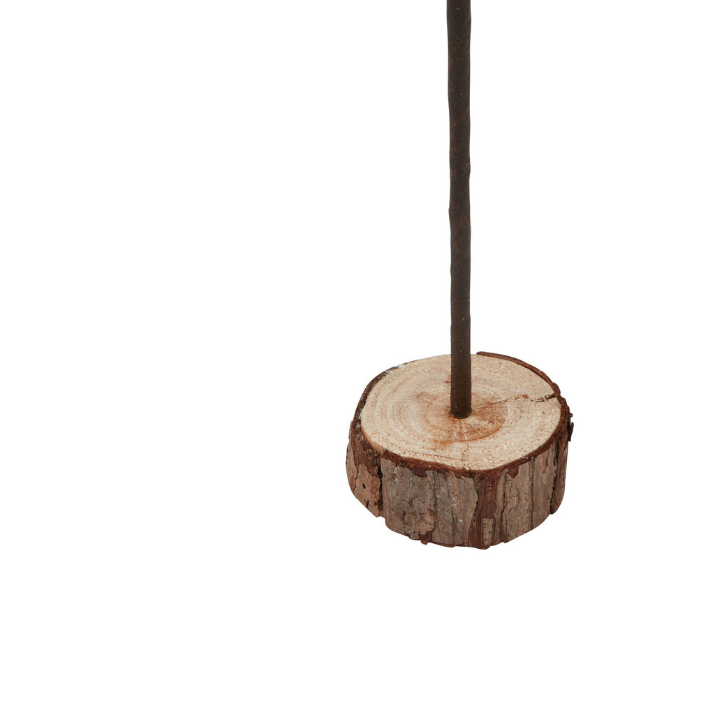 Artificial Large Snowy Spindle Tree in Wood Log, detail close-up