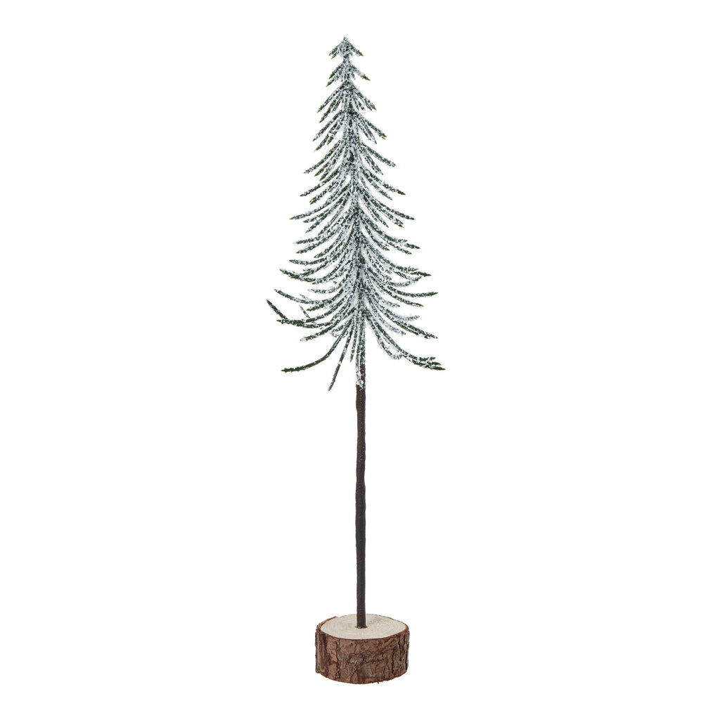 Artificial Medium Snowy Spindle Tree in Wood Log, main product view