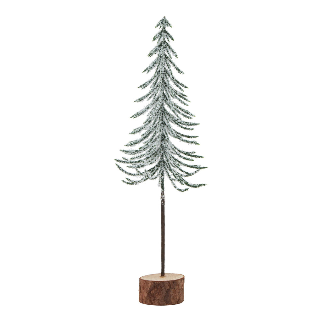 Artificial Small Snowy Spindle Tree in Wood Log, main product view