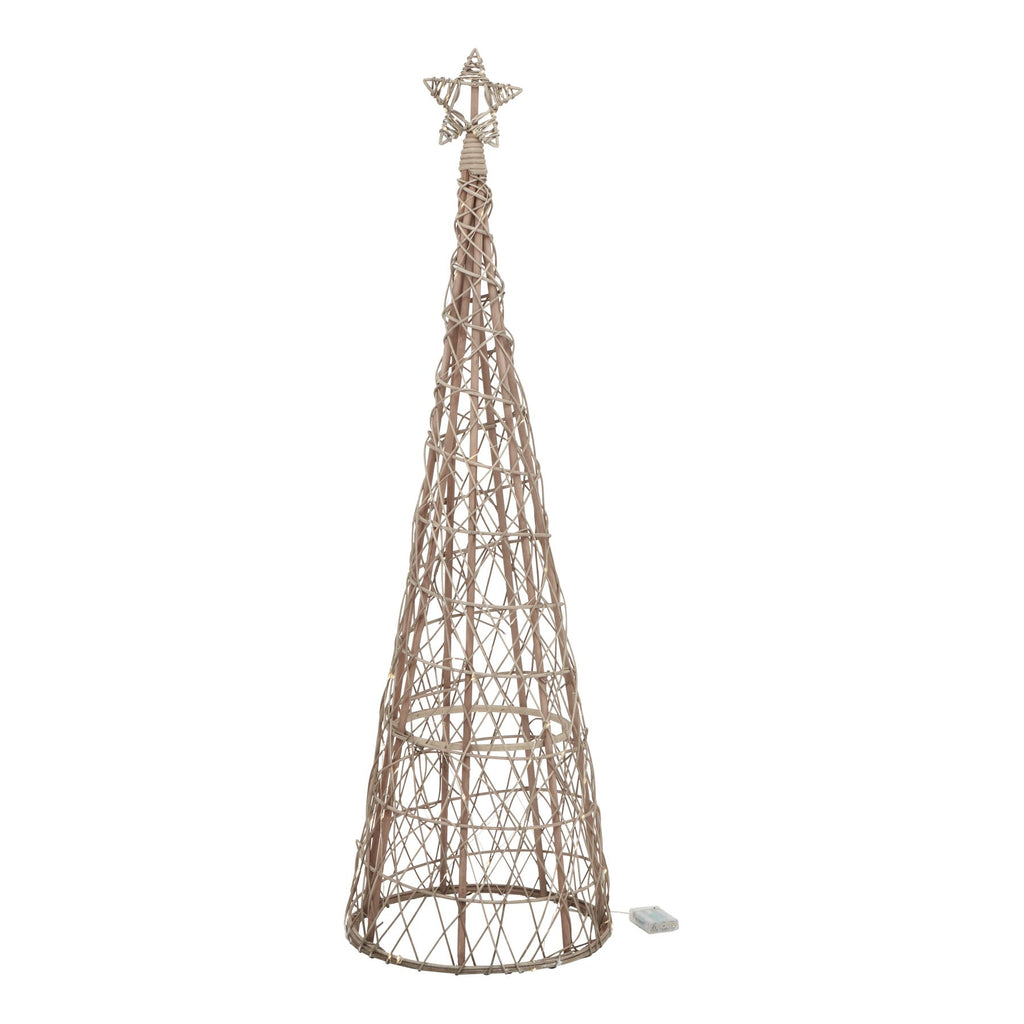 Large LED Wicker Christmas Tree With Star, side view