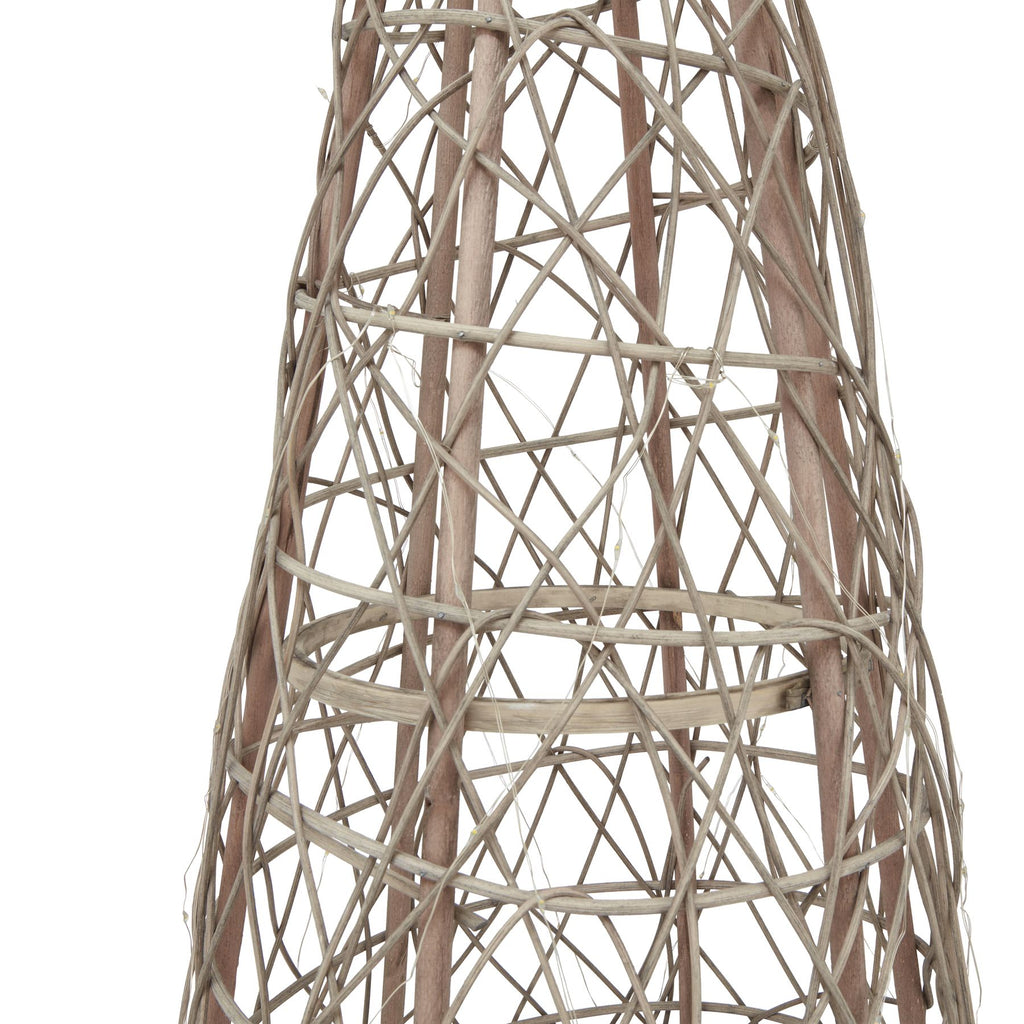 LED Wicker Christmas Tree With Star, detail close-up