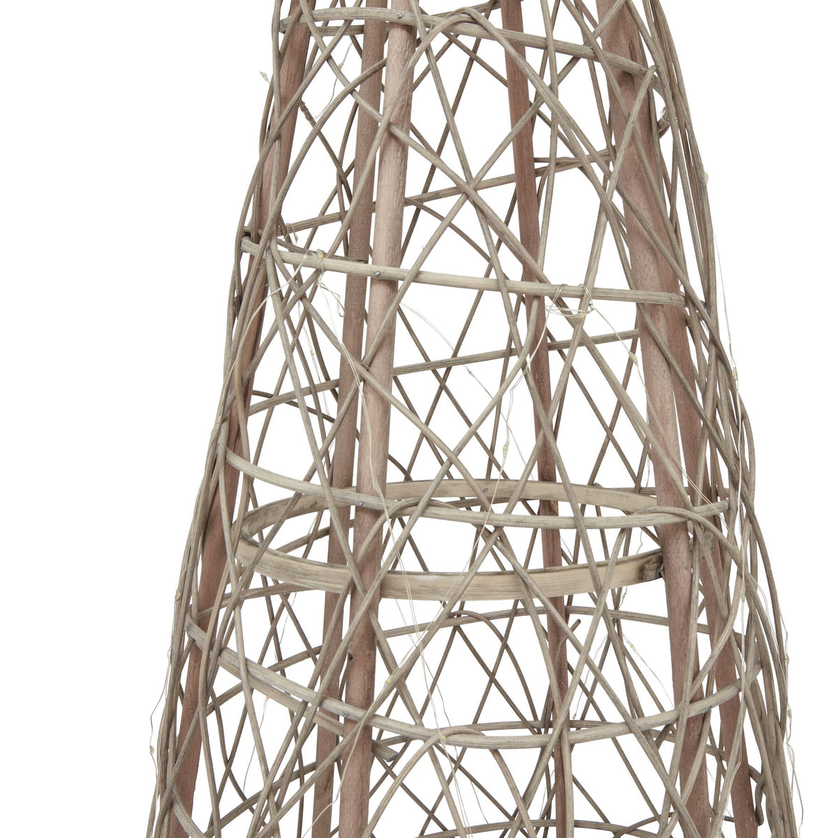 LED Wicker Christmas Tree With Star, detail close-up
