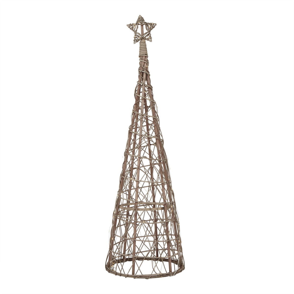 LED Wicker Christmas Tree With Star, side view