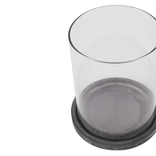 Amalfi Grey Large Hurricane Lantern — side view grey ceramic