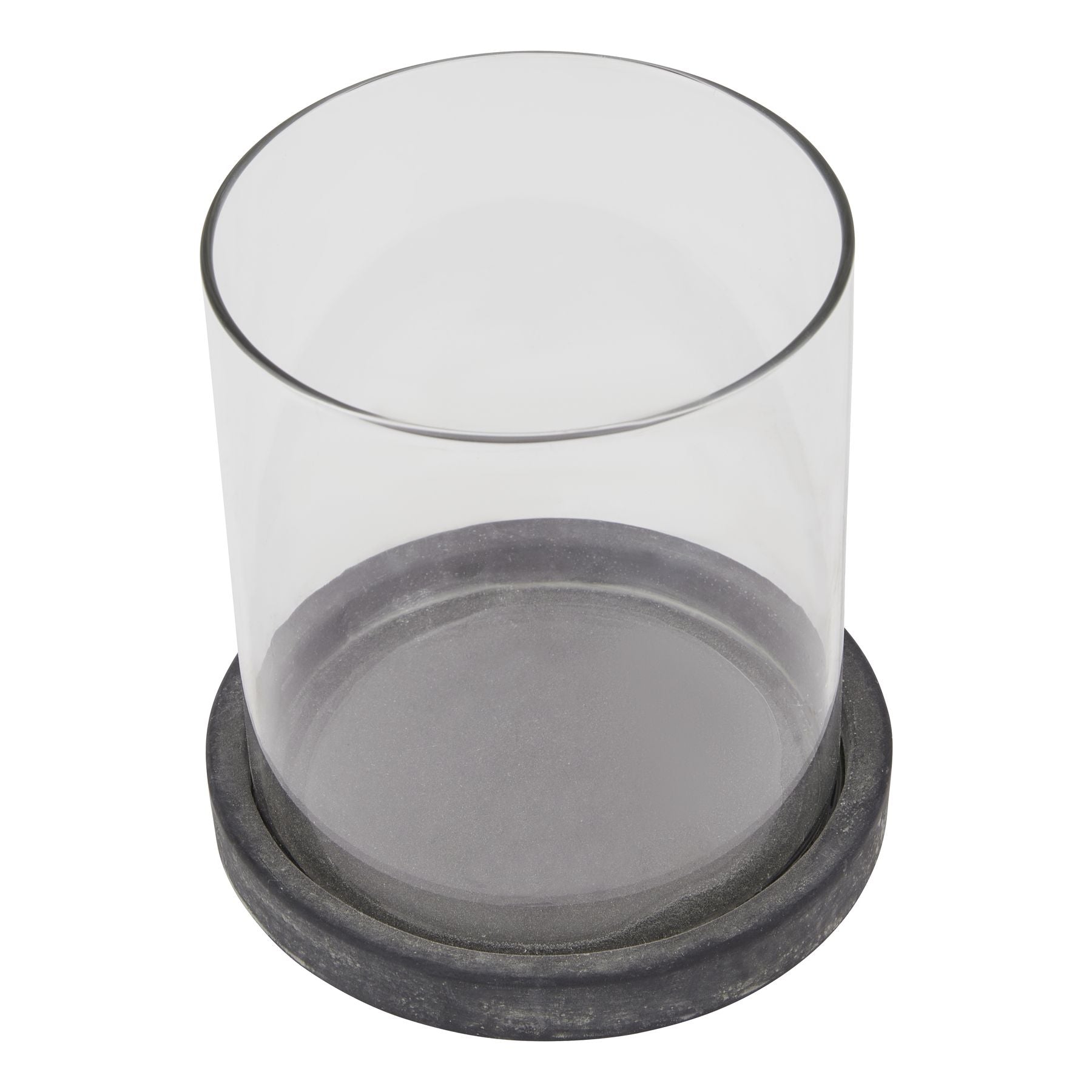 Amalfi Grey Hurricane Lantern — side view grey ceramic