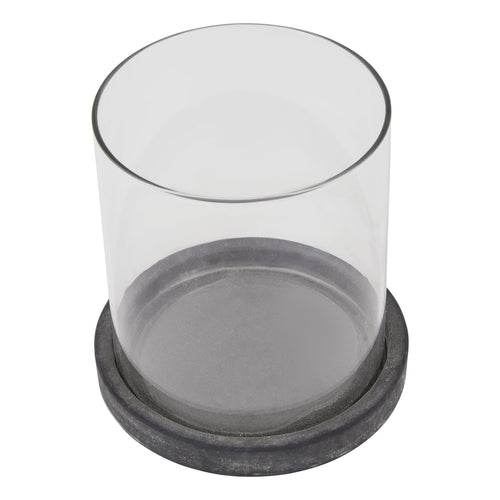 Amalfi Grey Hurricane Lantern — side view grey ceramic
