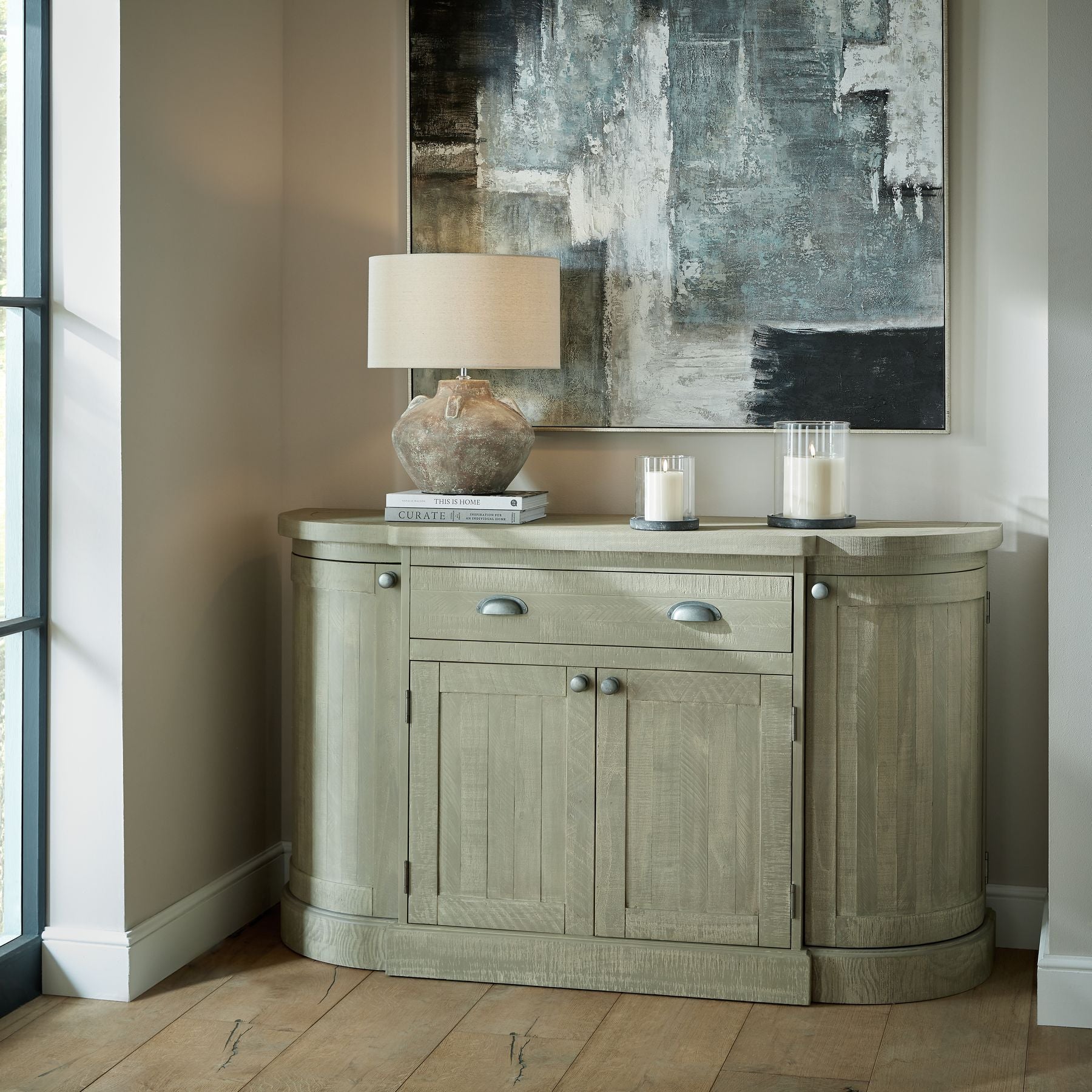 Amalfi Grey Hurricane Lantern — alternative angle grey ceramic