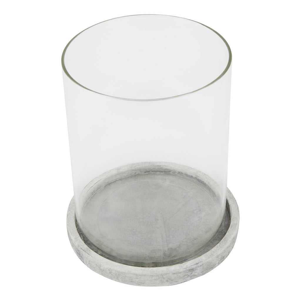 Athena Stone Large Hurricane Lantern — side view white ceramic