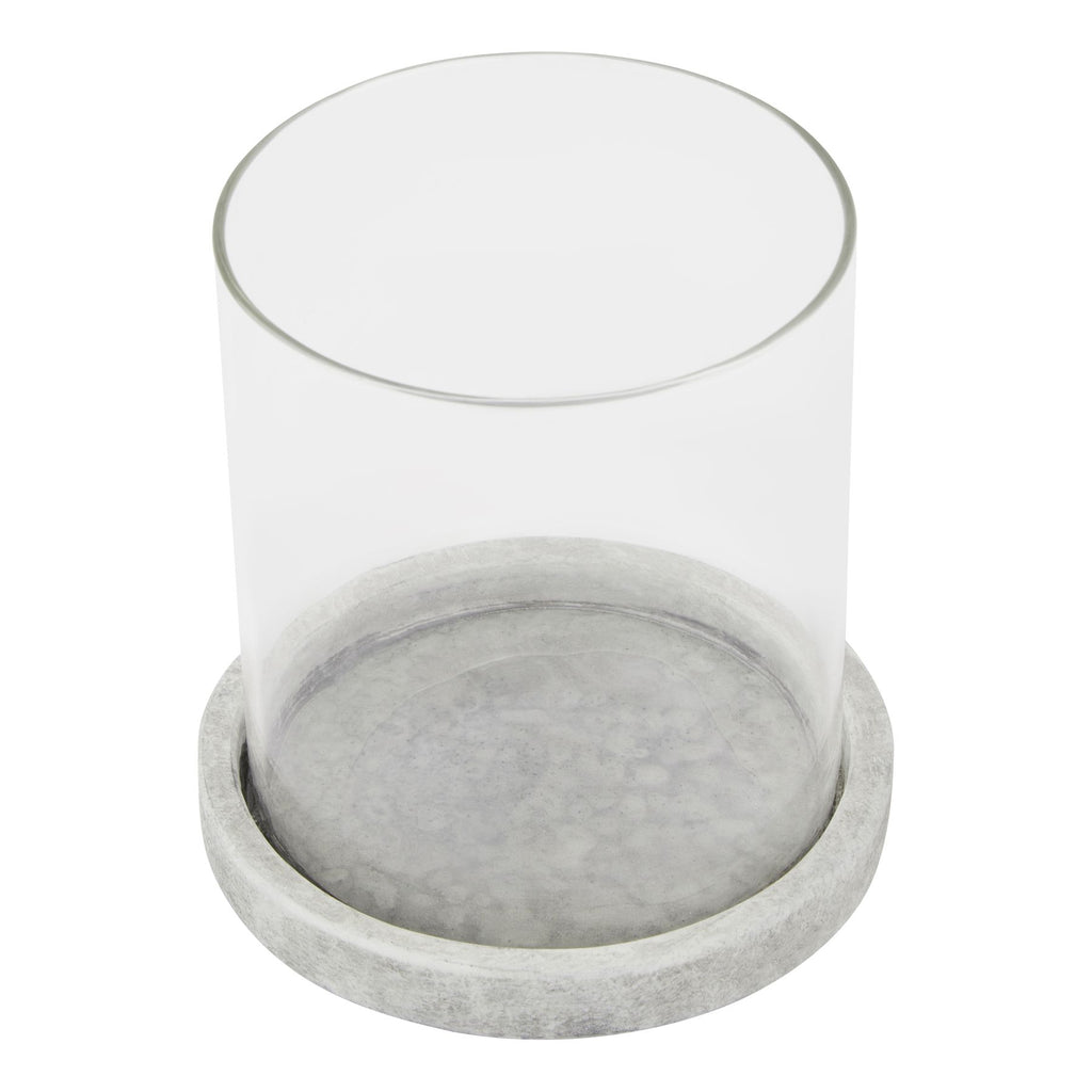Athena Stone Hurricane Lantern — side view white ceramic