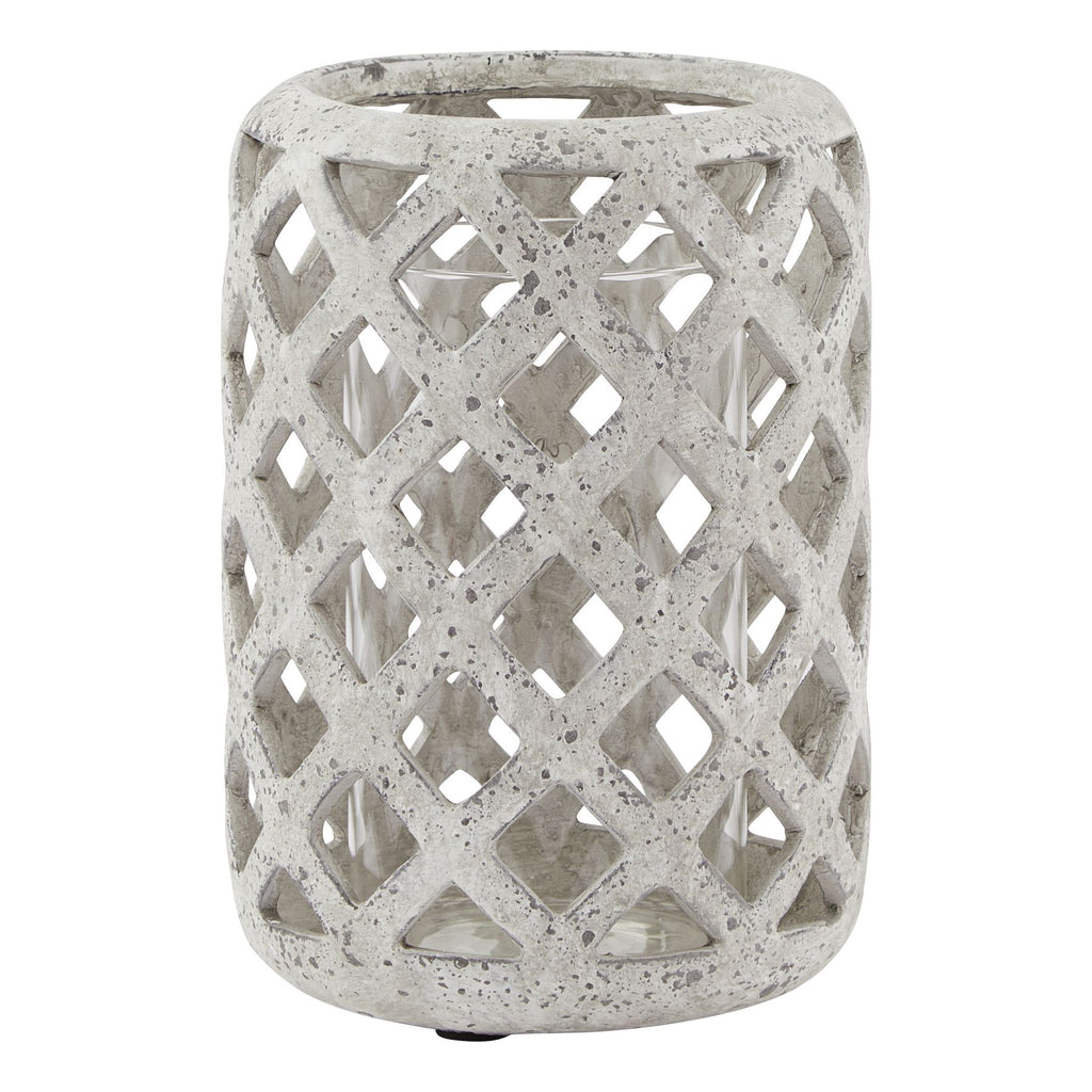 Grey Stone Effect Hurricane Lantern — main product view