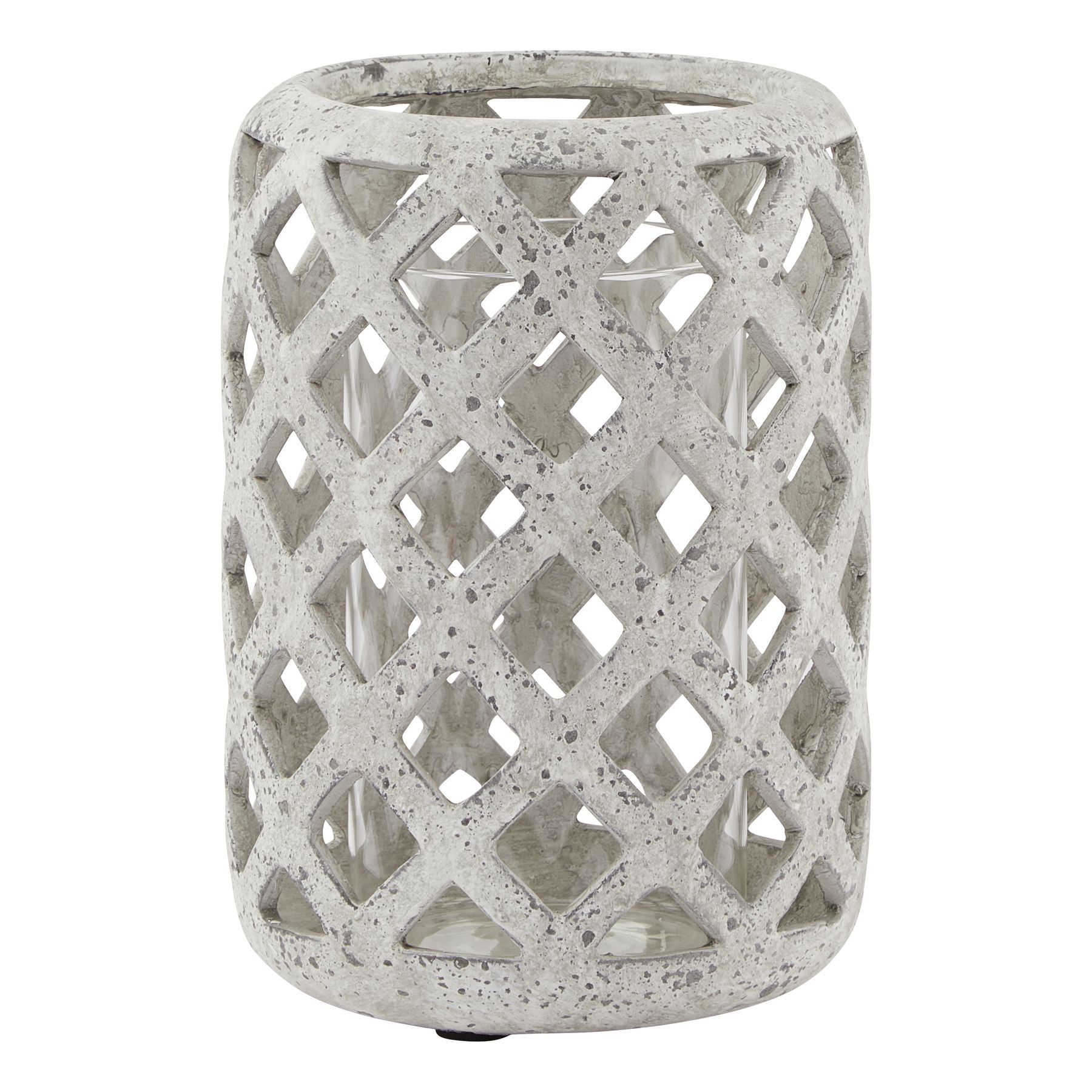 Grey Stone Effect Hurricane Lantern — main product view