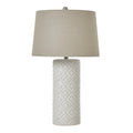 White Beaded Ceramic Lamp With Linen Shade — main product view