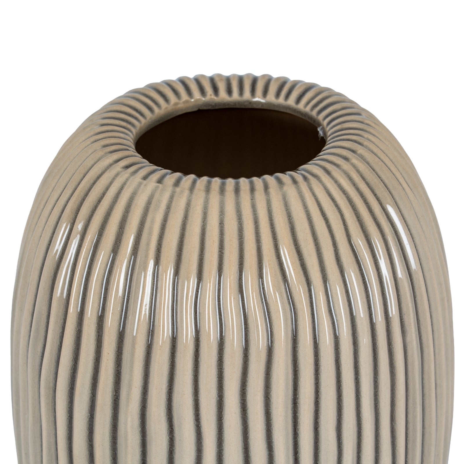 Pallida Collection Large Striped Vase — side view brown ceramic