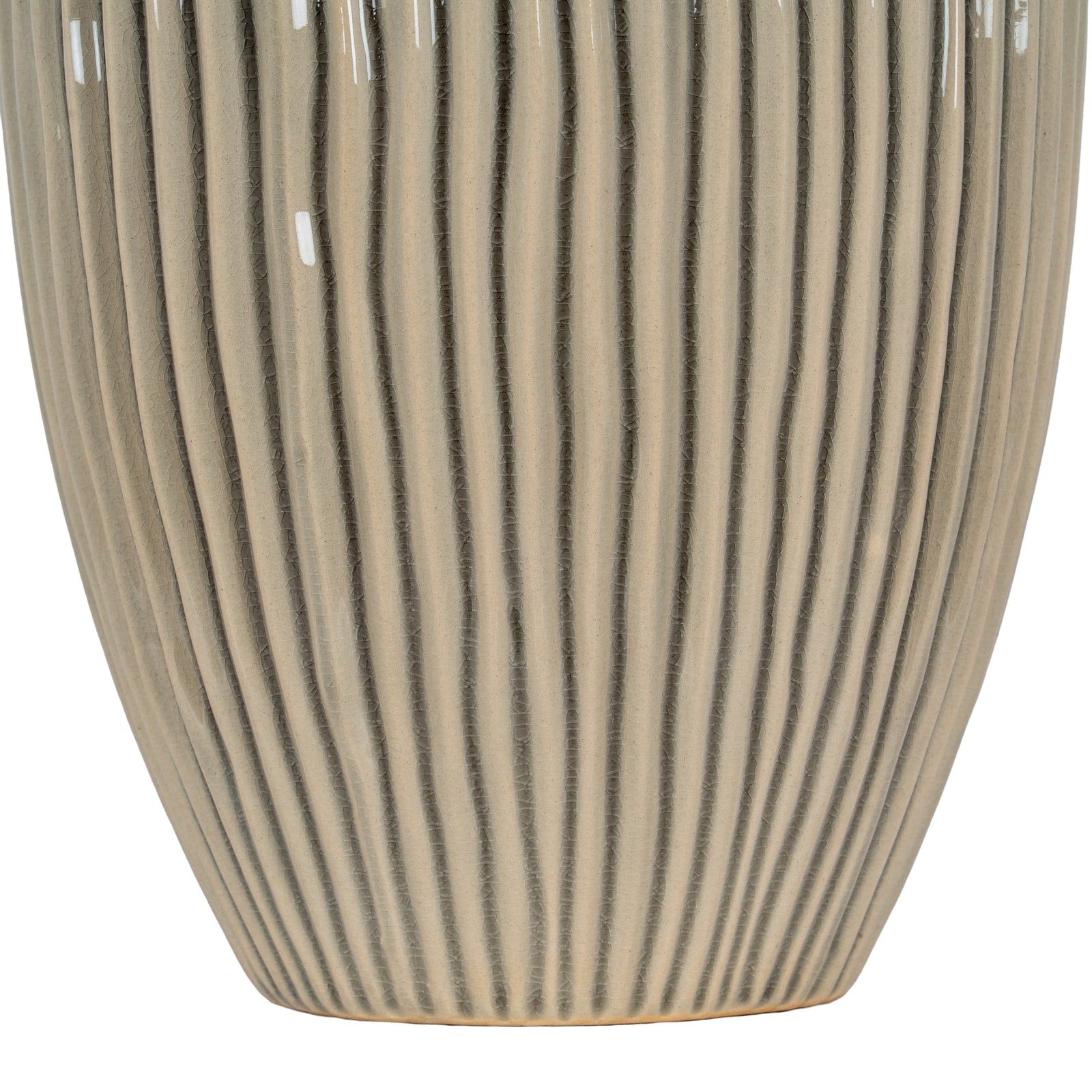 Pallida Collection Large Striped Vase — detail close-up brown ceramic