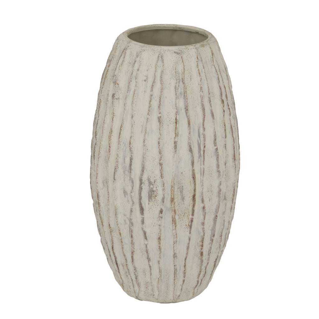 Lorenzo Large Fin Vase — side view white ceramic