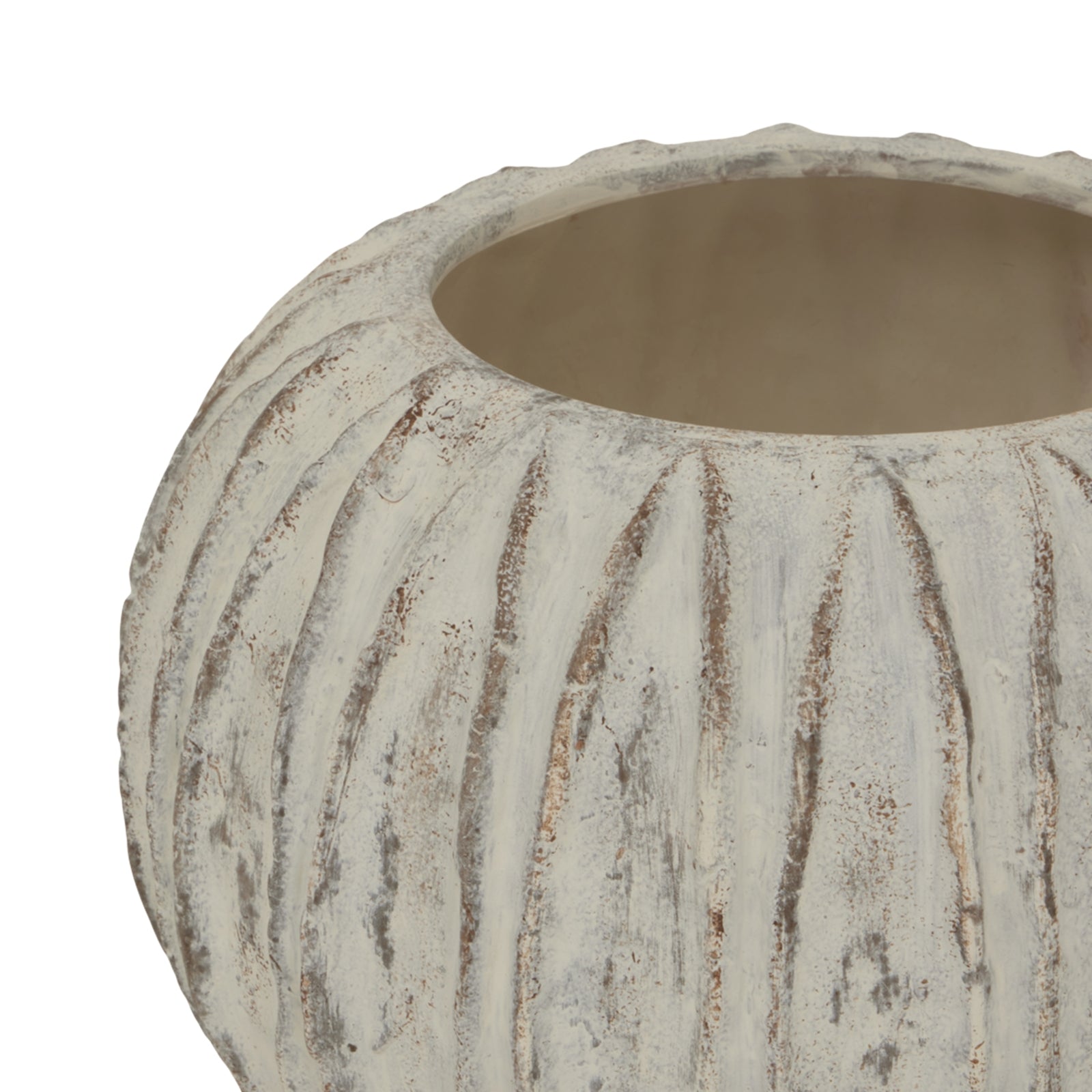 Lorenzo Rotund Fin Vase — side view white ceramic