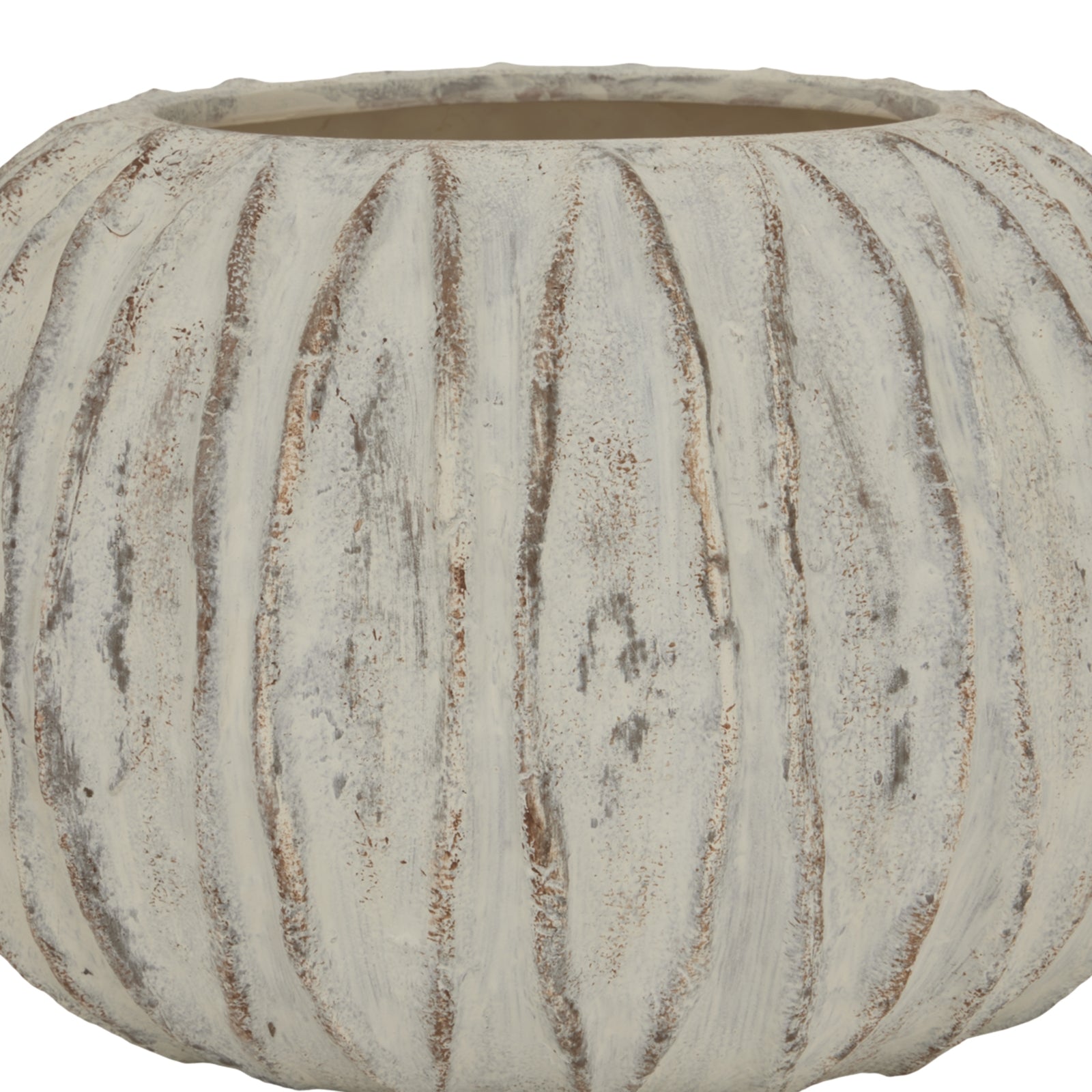 Lorenzo Rotund Fin Vase — detail close-up white ceramic