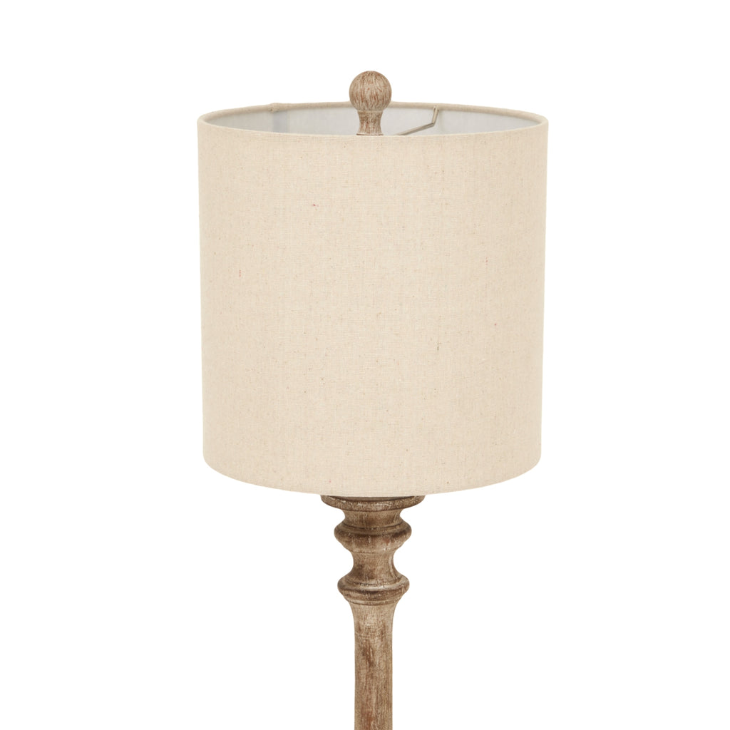 Pallido Candlestick Table Lamp With Linen Shade — side view brown resin