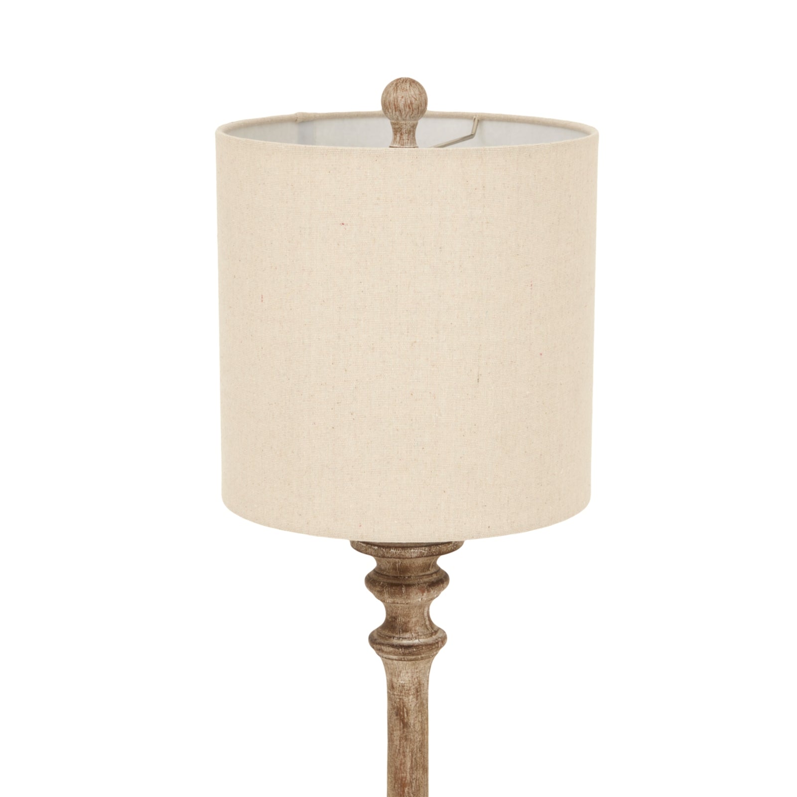 Pallido Candlestick Table Lamp With Linen Shade — side view brown resin