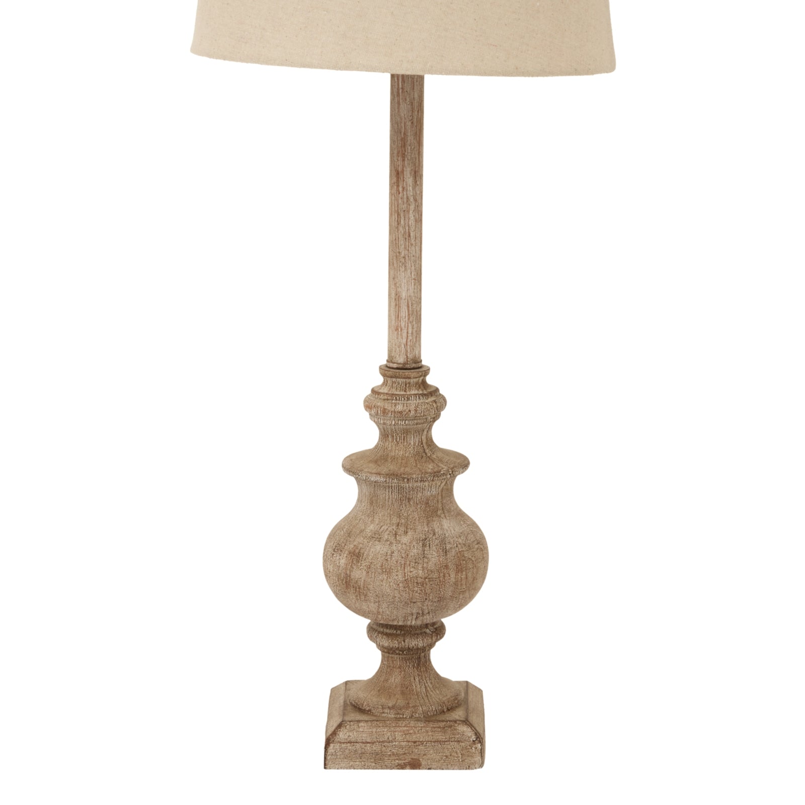 Chiaro Candlestick Table Lamp With Linen Shade — side view brown resin