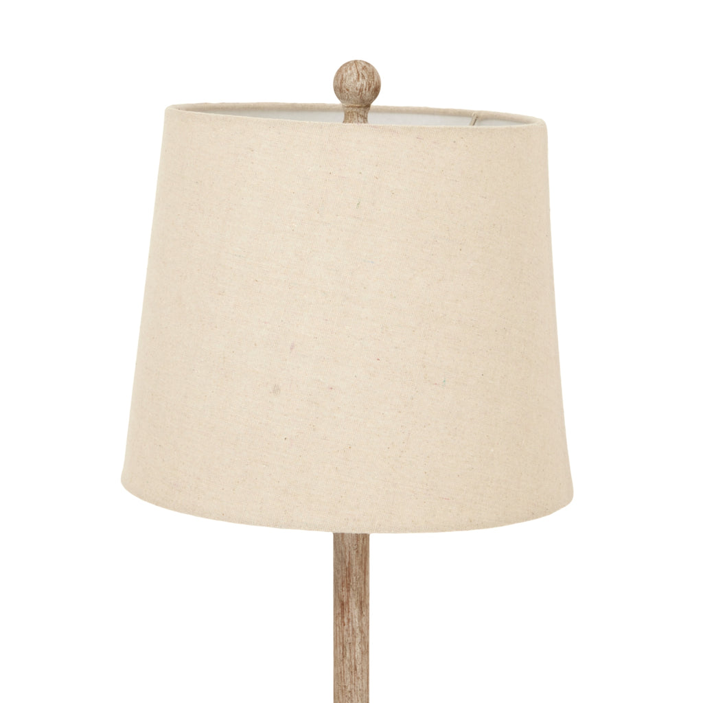 Chiaro Candlestick Table Lamp With Linen Shade — detail close-up brown resin