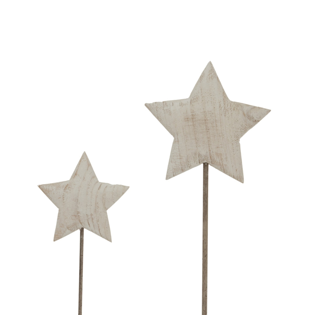 Whitewashed Rustic Star On Stand