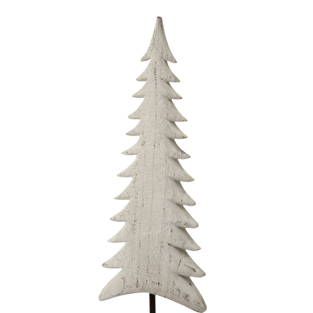 Medium Whitewashed Tall Tree On Stand, detail close-up
