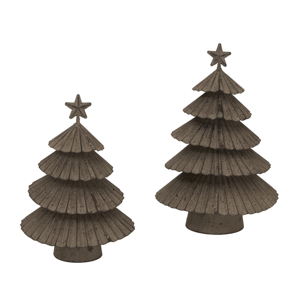 Large Rustic Metal Layered Tree With Star