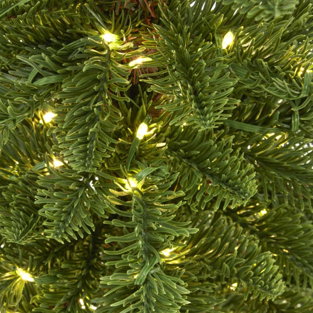 Artificial Medium Green Woodland Pre-Lit 200 LED Christmas Tree, detail close-up
