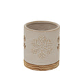 Alora Ceramic Snowflake Candle Holder On Wood Base, main product view