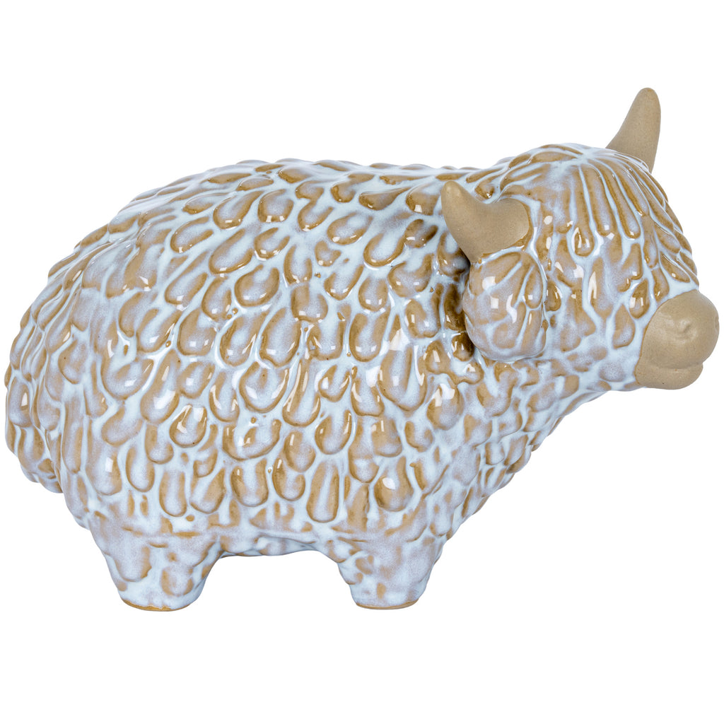 Medium Alora Ceramic Highland Cow, alternative angle