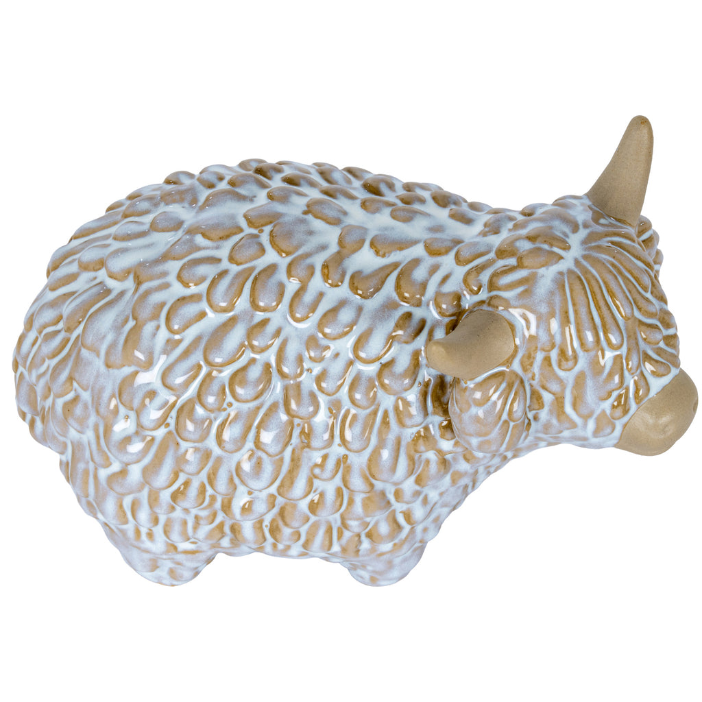 Medium Alora Ceramic Highland Cow, side view