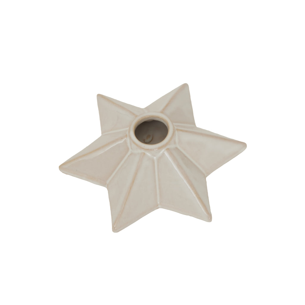 Alora Ceramic Angled Star Candle Holder, side view