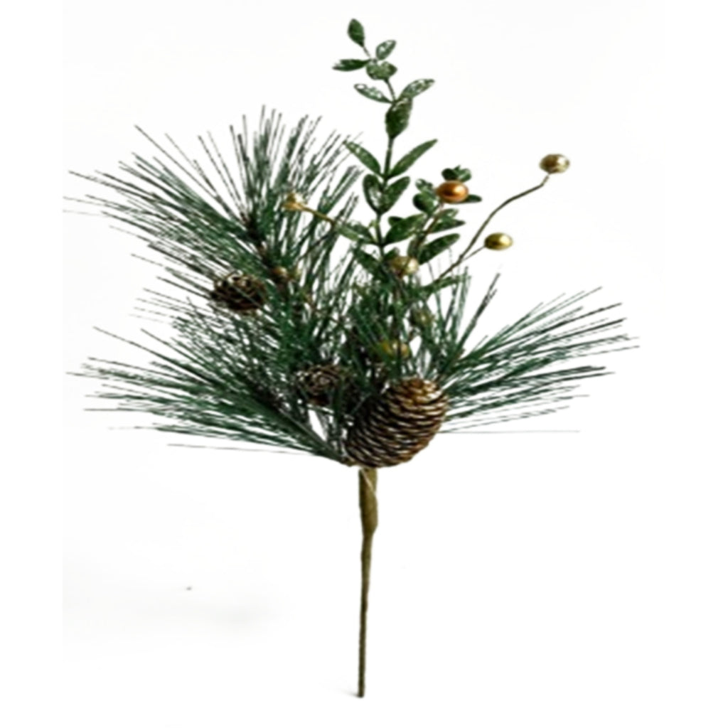 Artificial Christmas Soft Gold Spray with Pinecones, included in The Frosted Pine Door Wreath Set