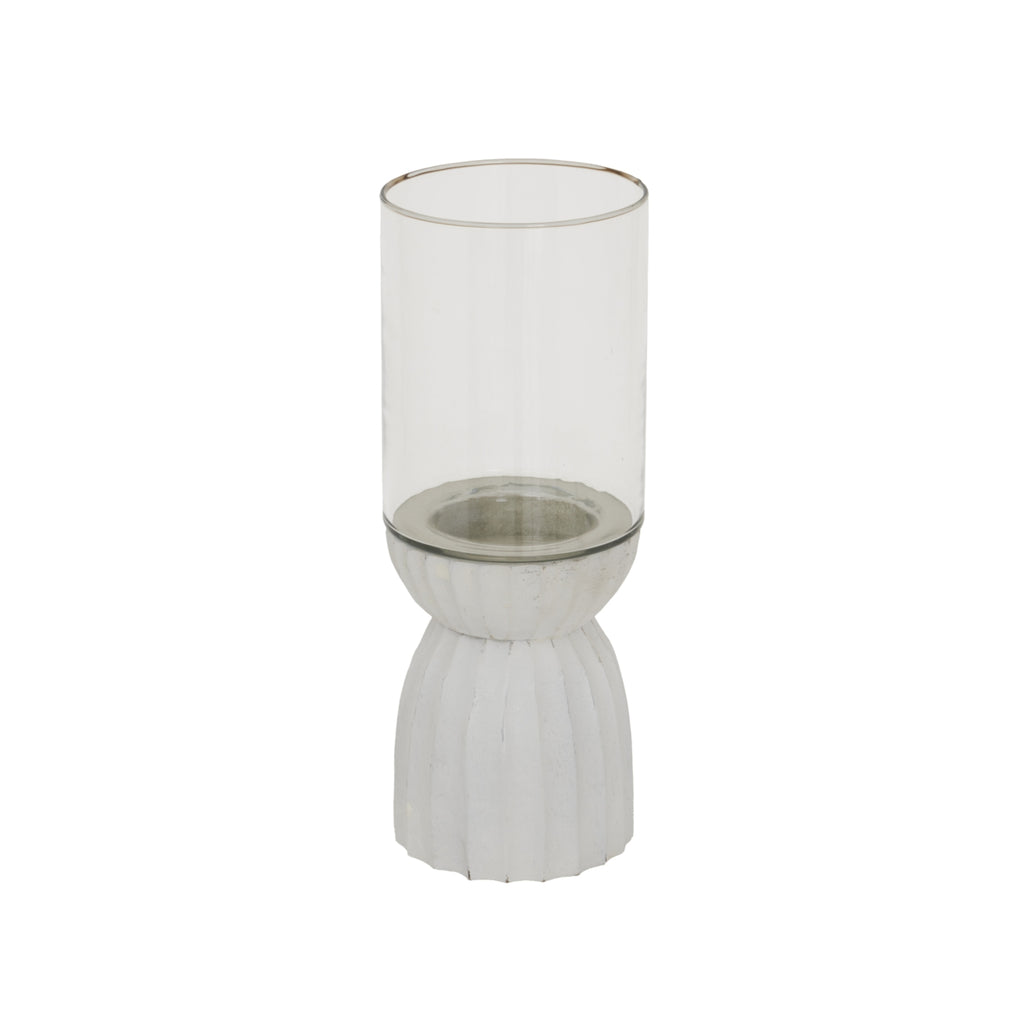 White Carved Hurricane Lantern — main product view