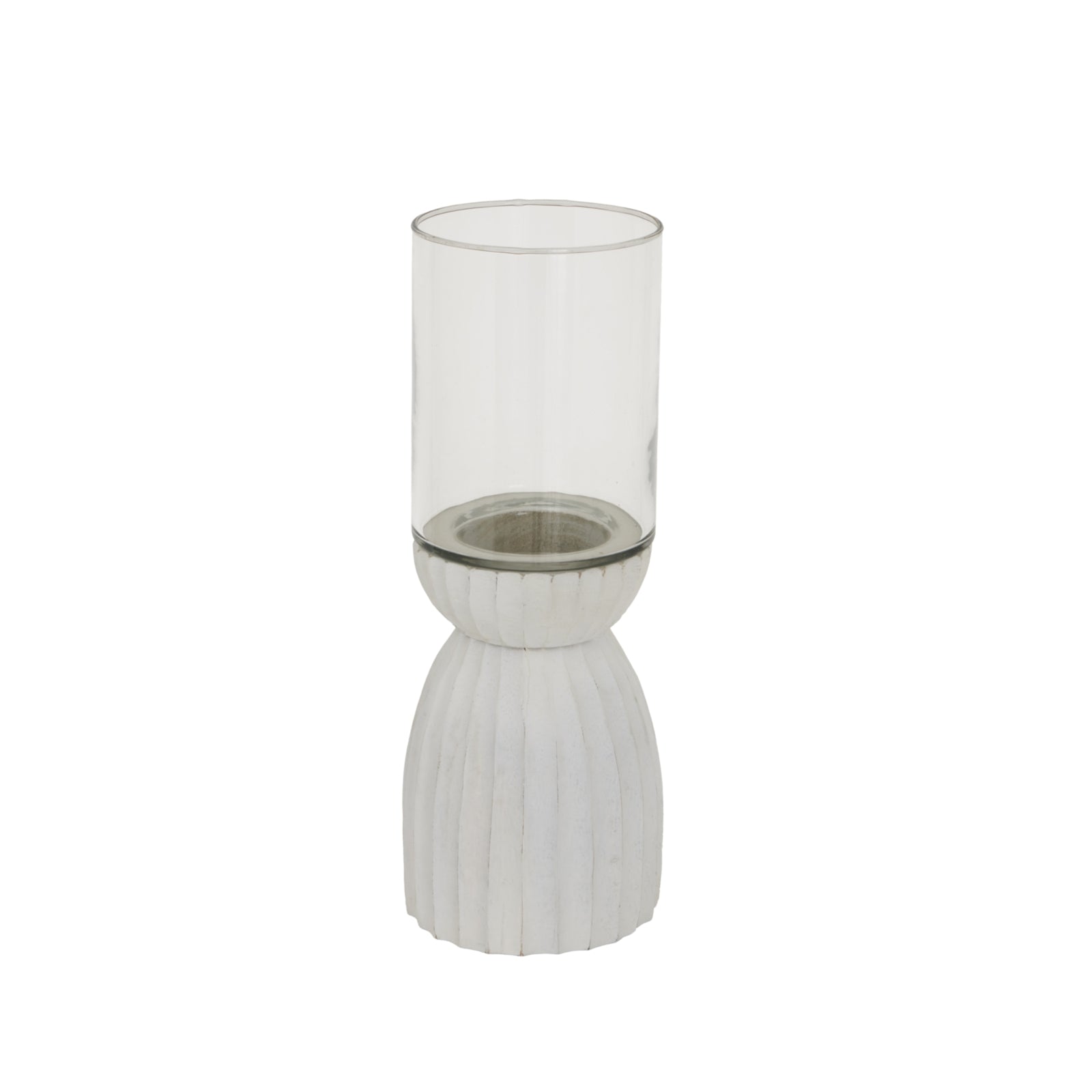 Large White Carved Hurricane Lantern — main product view