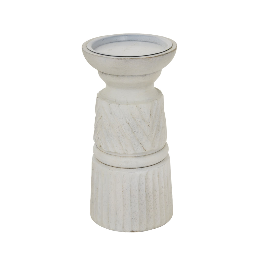 White Carved Candle Holder — main product view