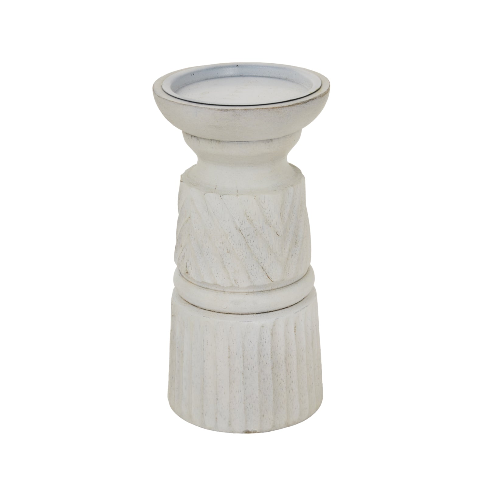 White Carved Candle Holder — main product view